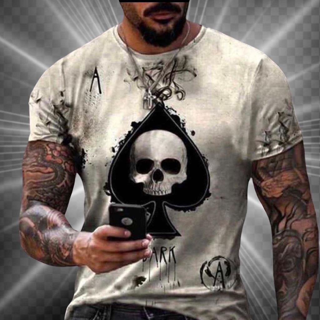 Cream Ace of Spade Skull T-shirt