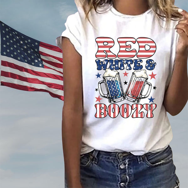 Red, White, & Boozy Short Sleeve T-Shirt