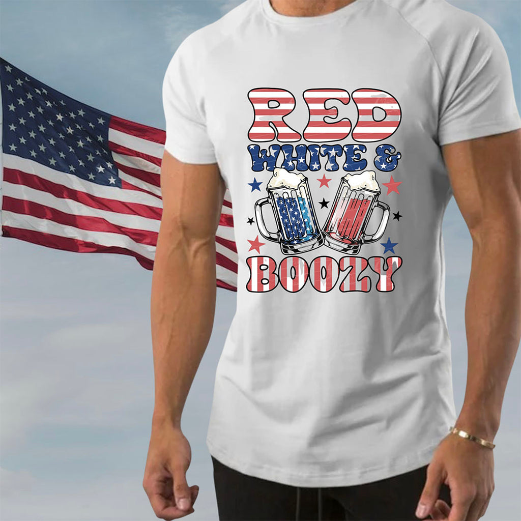 Red, White, & Boozy Short Sleeve T-Shirt