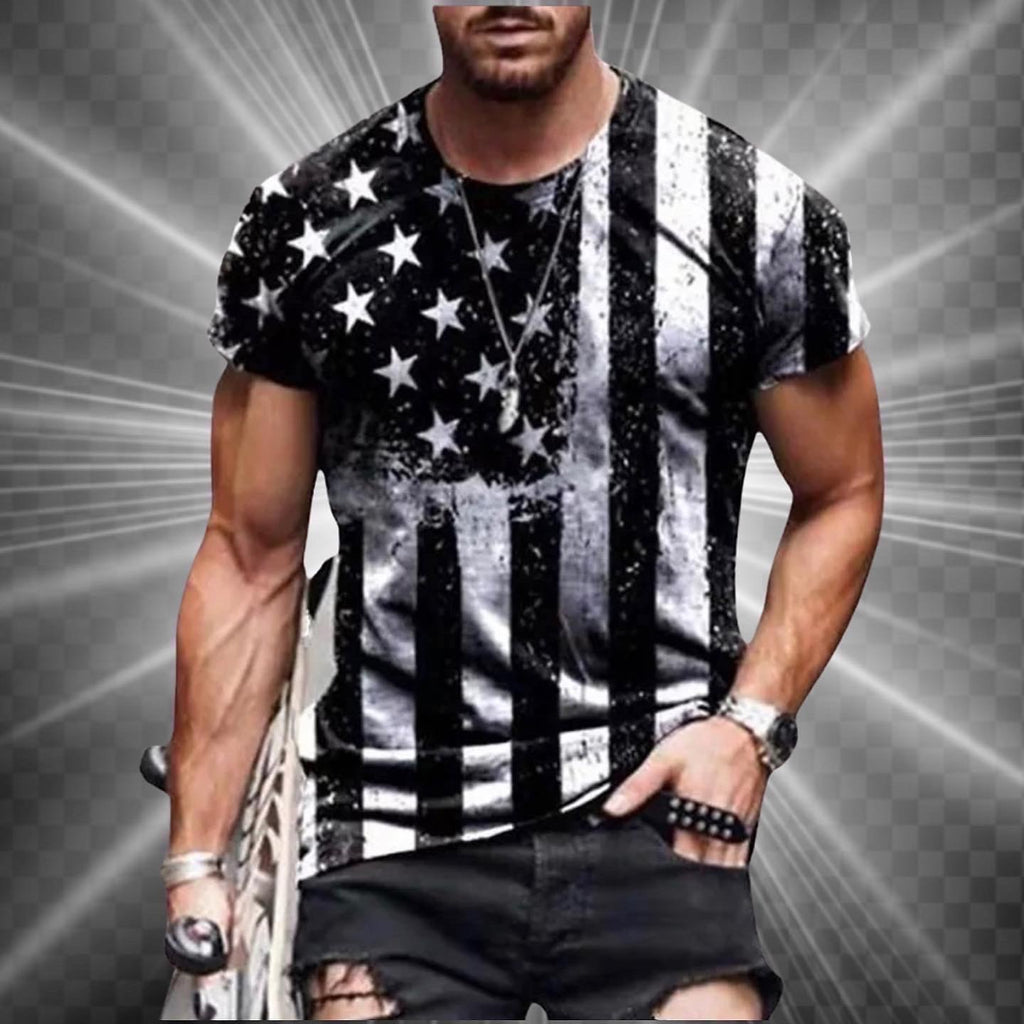 Black and White American Flag T-shirt