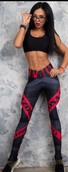 Bona Ladies Red & Black Full Length Yoga Pants